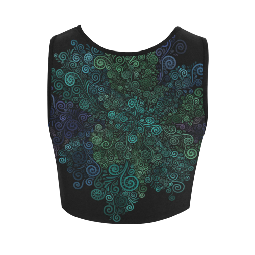 Turquoise 3D Rose Women's Crop Top (Model T42)