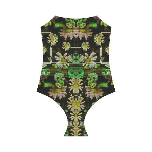 Skull in the fantasy forest popart Strap Swimsuit ( Model S05)