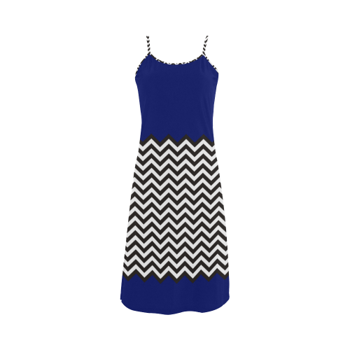HIPSTER zigzag chevron pattern black & white Alcestis Slip Dress (Model D05)
