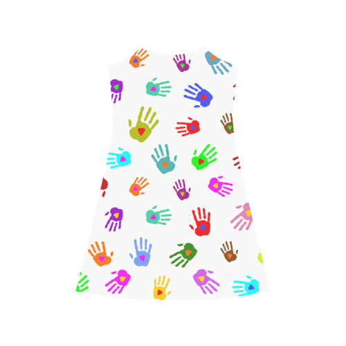 Multicolored HANDS with HEARTS love pattern Alcestis Slip Dress (Model D05)