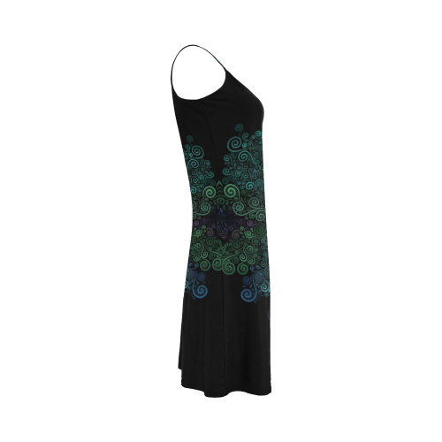 Turquoise , Psychedelic Rose Alcestis Slip Dress (Model D05)