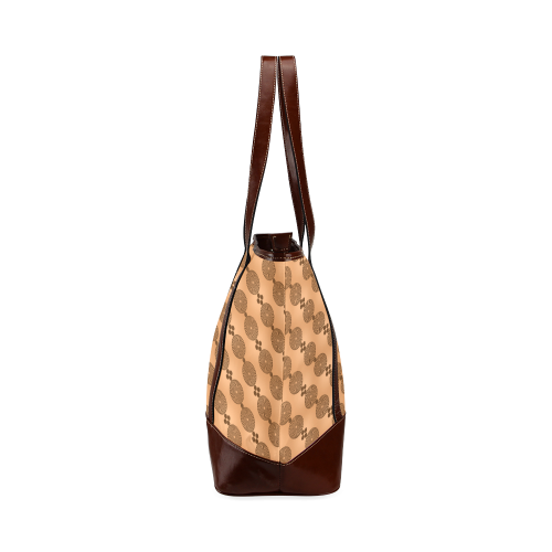 Brown Chocolate Wheels Pattern Tote Handbag (Model 1642)