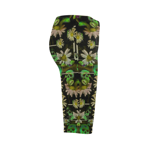 Skull in the fantasy forest popart Hestia Cropped Leggings (Model L03)