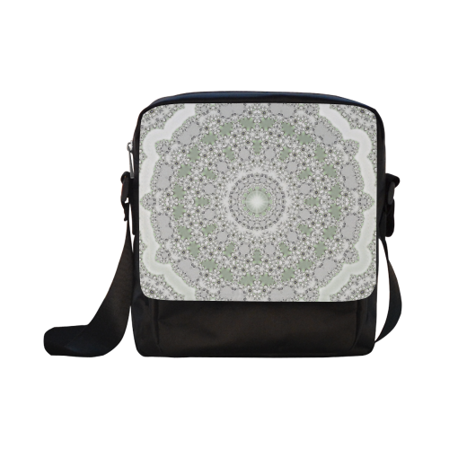 Kaleidoscope Fractal Mandala Frame Grey Green Crossbody Nylon Bags (Model 1633)