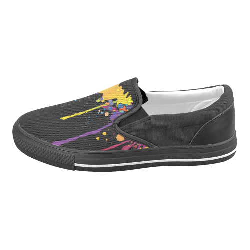 Crazy multicolored running SPLASHES Women's Unusual Slip-on Canvas Shoes (Model 019)