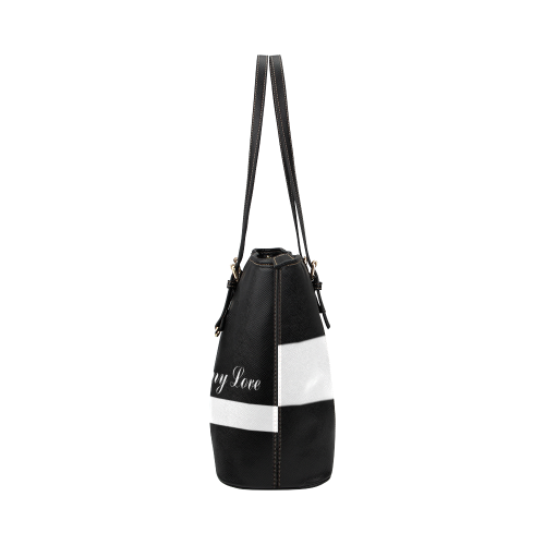 WHITE STRIPE + Message: Good buy my Love Leather Tote Bag/Small (Model 1651)