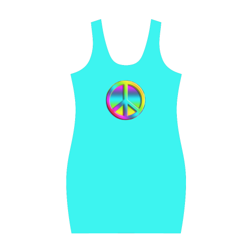 Neon Colorful PEACE pattern Medea Vest Dress (Model D06)