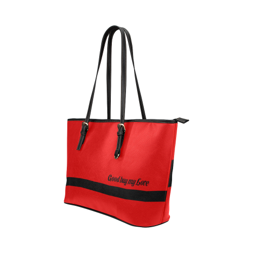 BLACK STRIPE + Message: Good buy my Love Leather Tote Bag/Small (Model 1651)