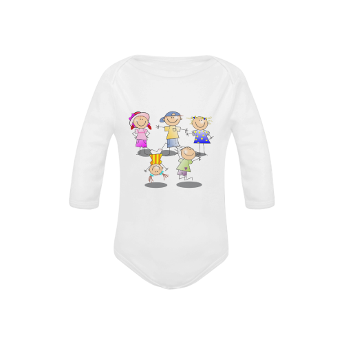 Stick Figure Children Baby Powder Organic Long Sleeve One Piece (Model T27)