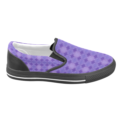 FLOWER OF LIFE stamp pattern purple violet Women's Unusual Slip-on Canvas Shoes (Model 019)