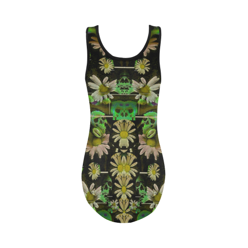 Skull in the fantasy forest popart Vest One Piece Swimsuit (Model S04)