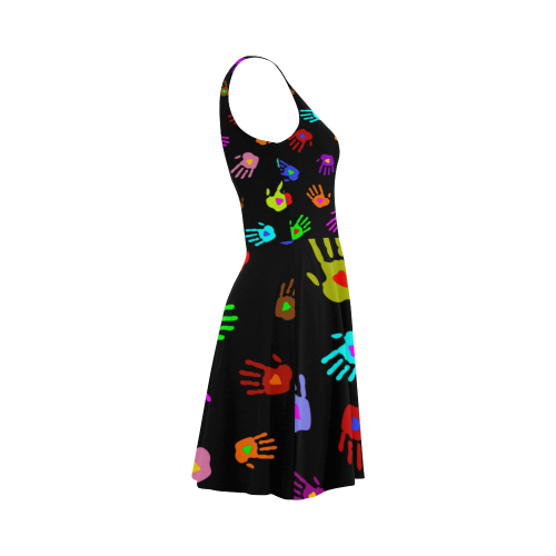 Multicolored HANDS with HEARTS love pattern Atalanta Sundress (Model D04)