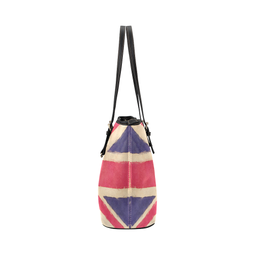 British UNION JACK flag grunge style Leather Tote Bag/Small (Model 1651)