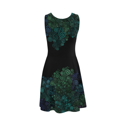 Turquoise, Psychedelic Rose Atalanta Sundress (Model D04)