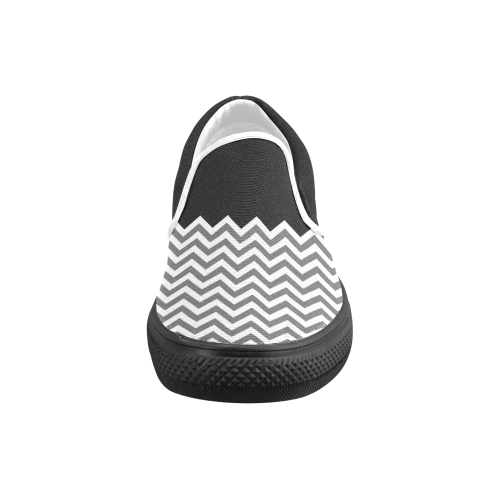 HIPSTER zigzag chevron pattern white Women's Unusual Slip-on Canvas Shoes (Model 019)