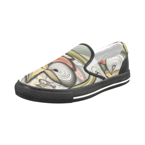 Organic abstracts Men's Slip-on Canvas Shoes (Model 019)