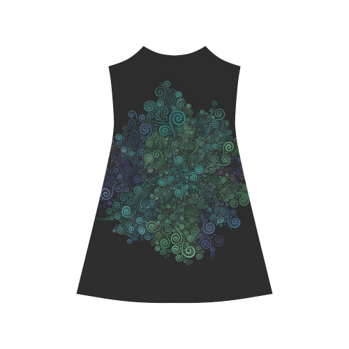 Turquoise , Psychedelic Rose Alcestis Slip Dress (Model D05)