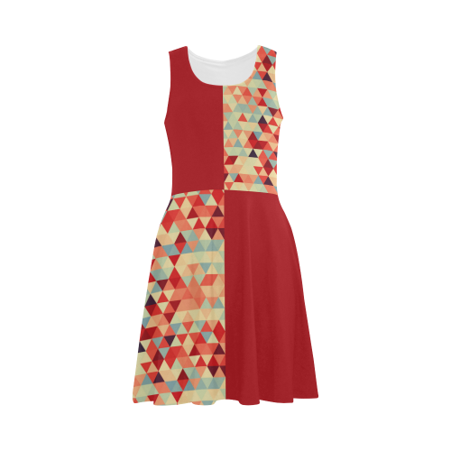 Modern Hipster TRINAGLES pattern red blue beige Atalanta Sundress (Model D04)