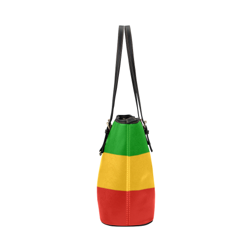 Rastafari Flag Colored Stripes Leather Tote Bag/Large (Model 1651)