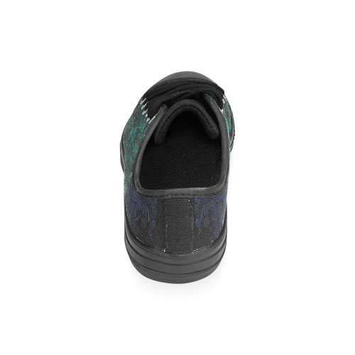Turquoise 3D Rose Men's Classic Canvas Shoes (Model 018)