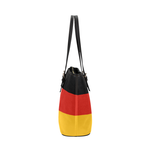 German Flag Colored Stripes Leather Tote Bag/Large (Model 1651)