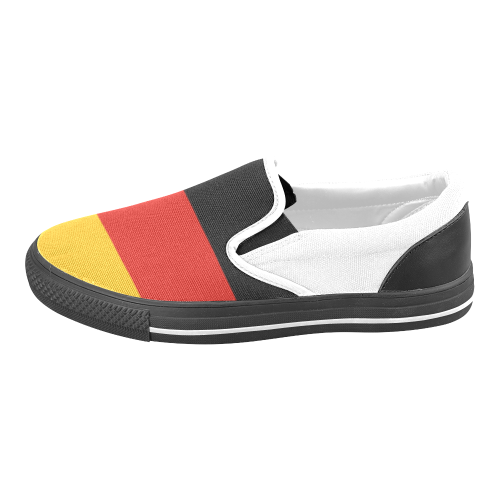 German Flag Colored Stripes Women's Unusual Slip-on Canvas Shoes (Model 019)