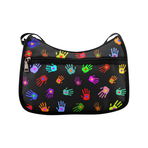 Multicolored HANDS with HEARTS love pattern Crossbody Bags (Model 1616)