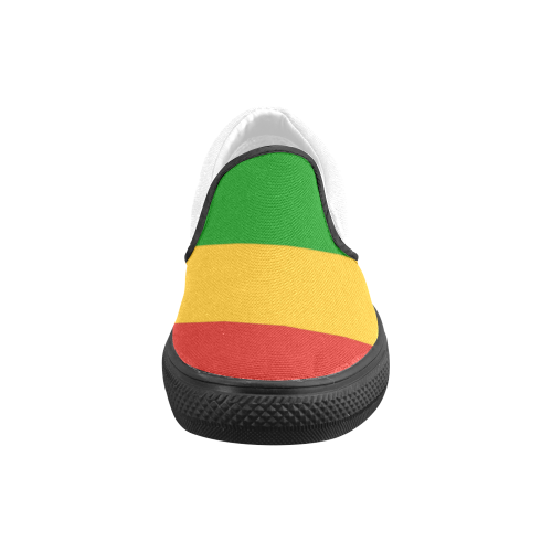 Rastafari Flag Colored Stripes Women's Unusual Slip-on Canvas Shoes (Model 019)