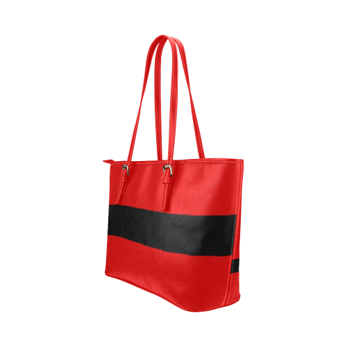 BLACK STRIPE + Message: Good buy my Love Leather Tote Bag/Small (Model 1651)