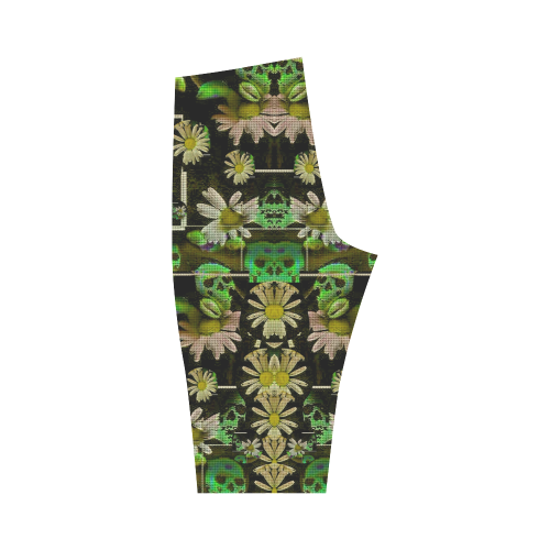 Skull in the fantasy forest popart Hestia Cropped Leggings (Model L03)