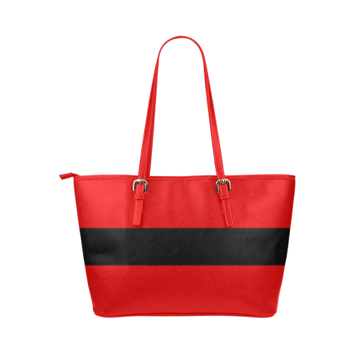 BLACK STRIPE + Message: Good buy my Love Leather Tote Bag/Small (Model 1651)