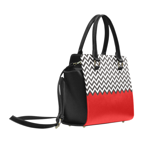 HIPSTER zigzag chevron pattern black & white Classic Shoulder Handbag (Model 1653)