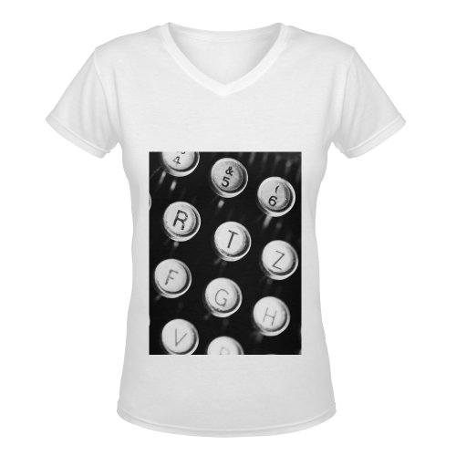 Typewriters typewriter types types Women's Deep V-neck T-shirt (Model T19)