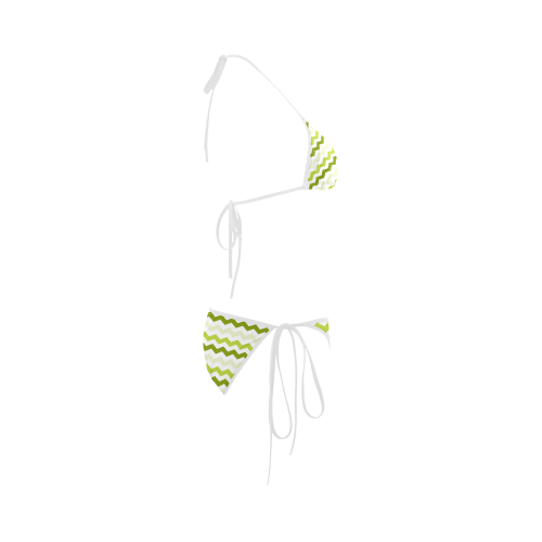 Lemon Green Light Green Ribbon Pattern Custom Bikini Swimsuit