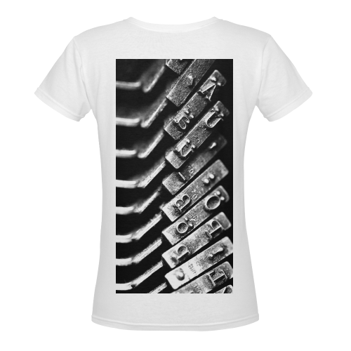 Schreibmaschinentypen Typewriters typewriter types Women's Deep V-neck T-shirt (Model T19)