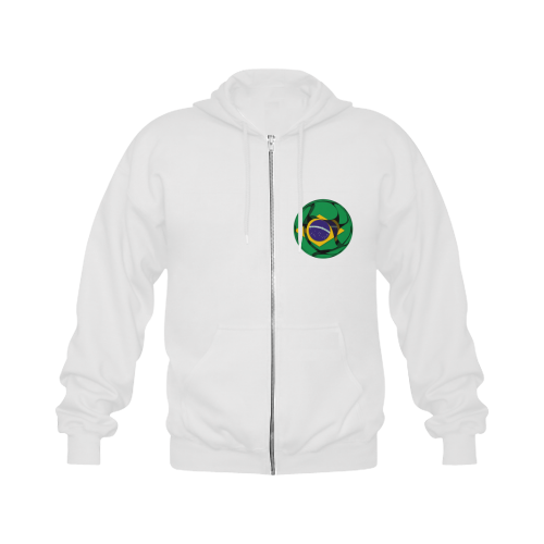 The Flag of Brazil Gildan Full Zip Hooded Sweatshirt (Model H02)