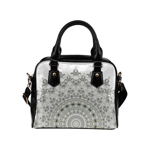 Kaleidoscope Fractal Mandala Grey Green Shoulder Handbag (Model 1634)