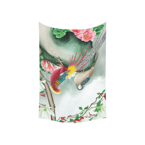 Flower and Bird Cotton Linen Wall Tapestry 60"x 40"