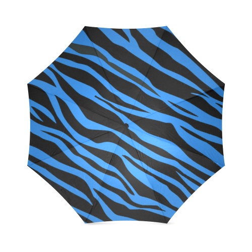 Cobalt Blue Zebra Stripes Foldable Umbrella (Model U01)