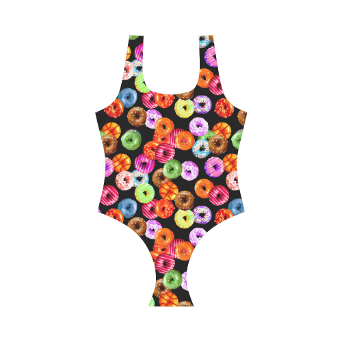 Colorful Yummy DONUTS pattern Vest One Piece Swimsuit (Model S04)