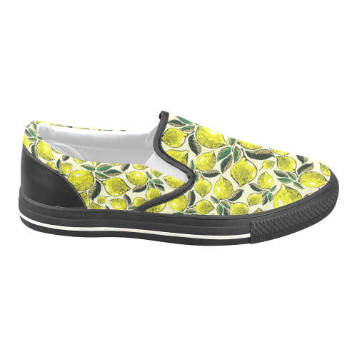 Lemon Juicy Vintage Pattern Men's Unusual Slip-on Canvas Shoes (Model 019)