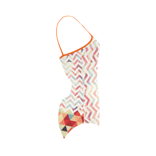 HIPSTER zigzag chevron pattern white + Triangle pattern Strap Swimsuit ( Model S05)