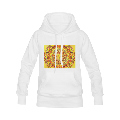 Orange Yellow Sunflower Mandala Red Zendoodle Women's Classic Hoodies (Model H07)