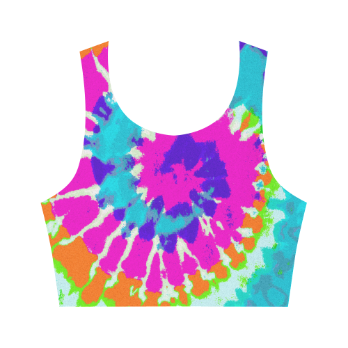 Power Spiral Batik pink blue purple orange Women's Crop Top (Model T42)