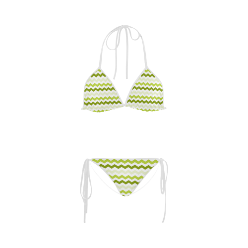Lemon Green Light Green Ribbon Pattern Custom Bikini Swimsuit