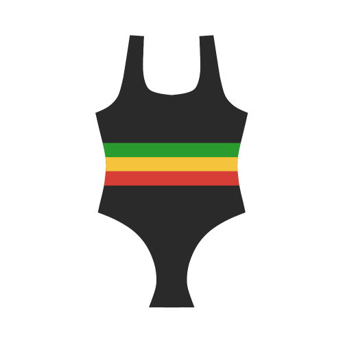 Rastafari Flag Colored Stripes Vest One Piece Swimsuit (Model S04)