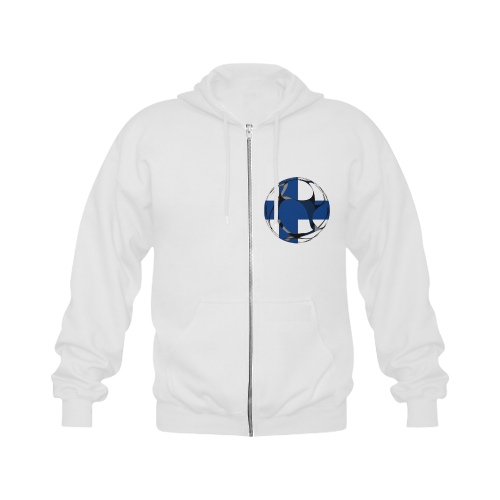 The Flag of Finland Gildan Full Zip Hooded Sweatshirt (Model H02)