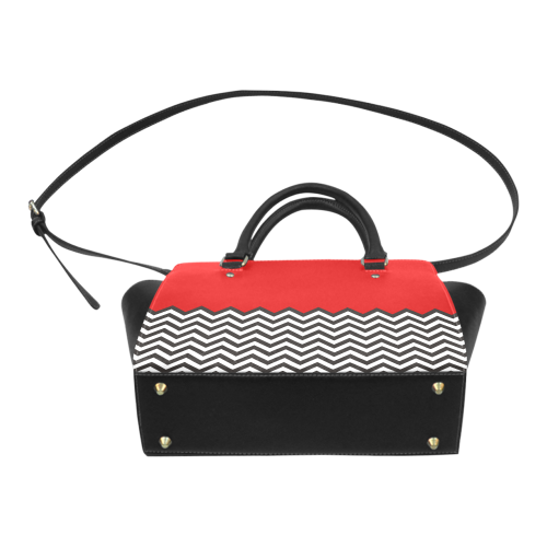 HIPSTER zigzag chevron pattern black & white Classic Shoulder Handbag (Model 1653)