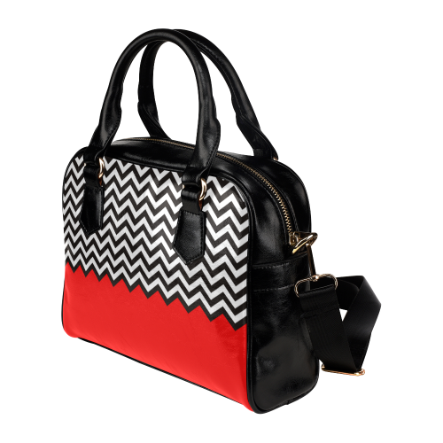 HIPSTER zigzag chevron pattern black & white Shoulder Handbag (Model 1634)