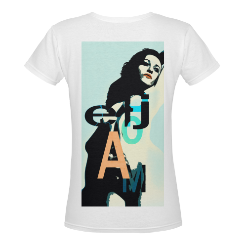 Pop Art Akt Women's Deep V-neck T-shirt (Model T19)